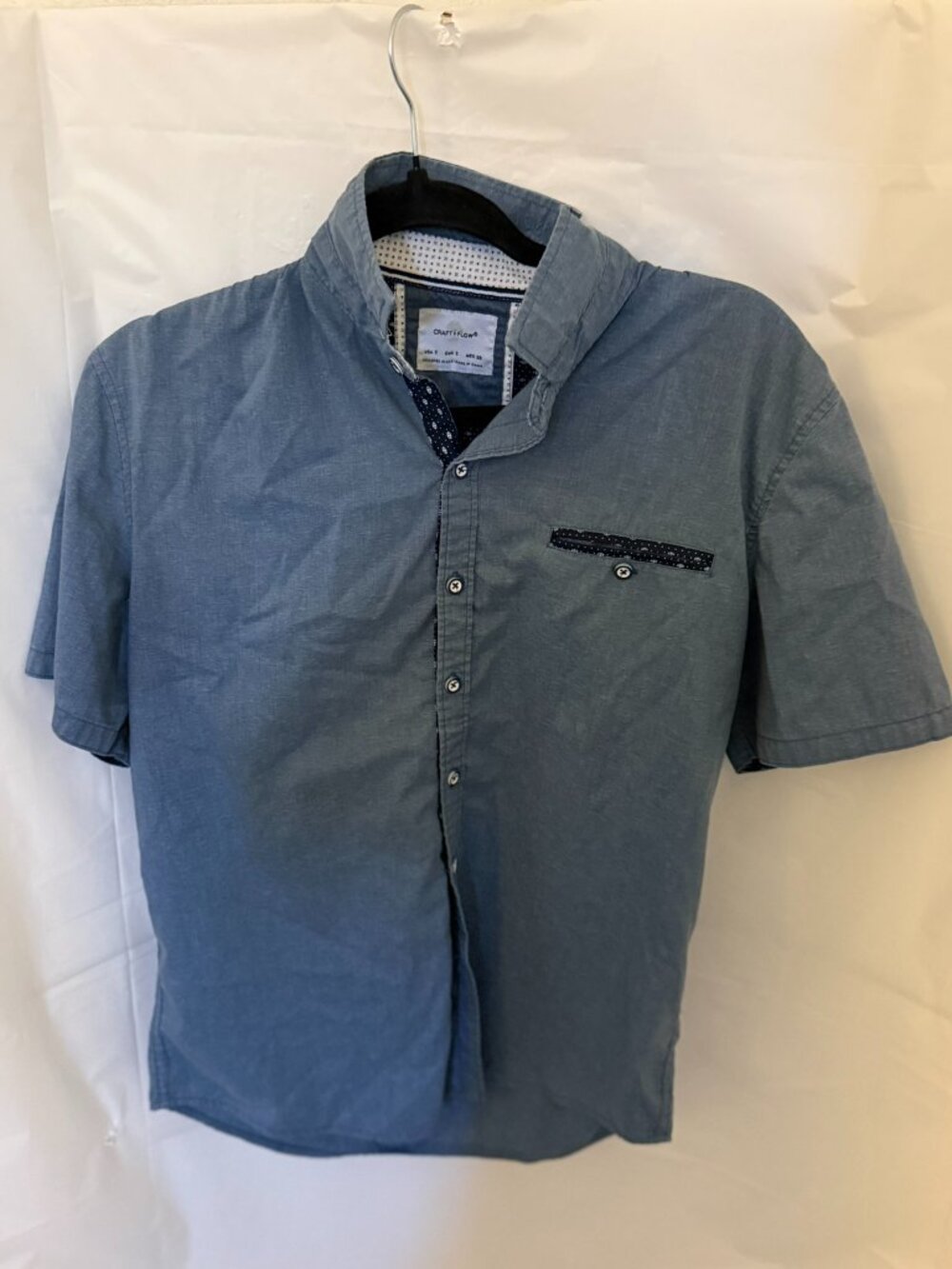 Craft+Flow Blue Short Sleeve Button Down Shirt S